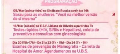 Prefeitura de Caracol tem extensa agenda de eventos em comemoração ao Dia da Mulher