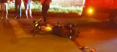 Motociclista tenta fugir da policia com menor na garupa sofre queda e acaba detido em Amambaí
