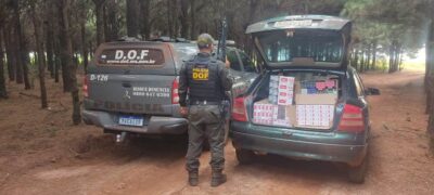 DOF apreende carro carregado com cigarro e essência de narguilé em Laguna Carapã
