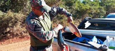 PMA prende e autua um homem por pesca ilegal, durante Operação na região da Cachoeira do Apa