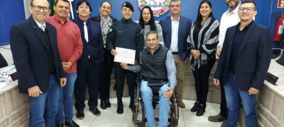 Policial Militar recebe honraria do Legislativo Jardinense por salvar vida de bombeiro aposentado