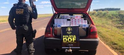 DOF apreende carros carregados com cigarros contrabandeados em Aral Moreira e Maracaju