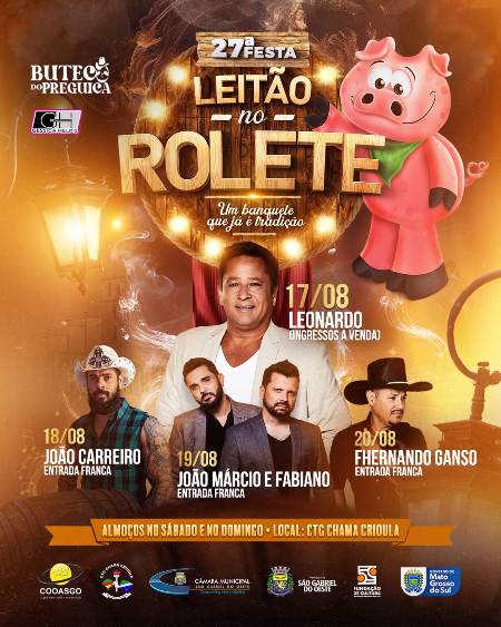 27° Festa do Leitão no Rolete de São Gabriel do Oeste – 17 a 20 de Agosto de 2023