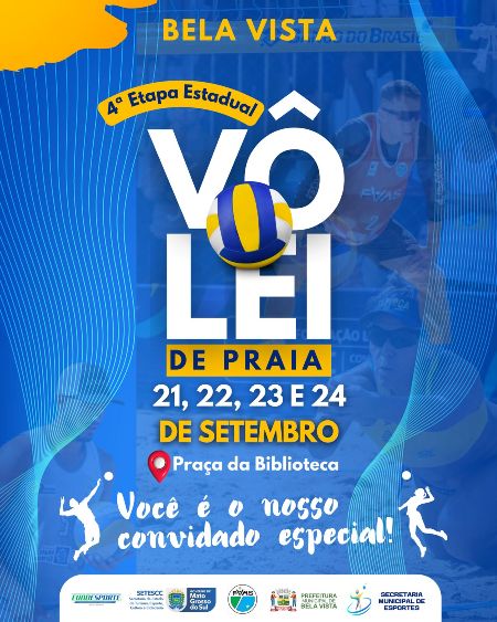 Bela Vista sedia de hoje a domingo, Etapa Estadual de Vôlei de Praia