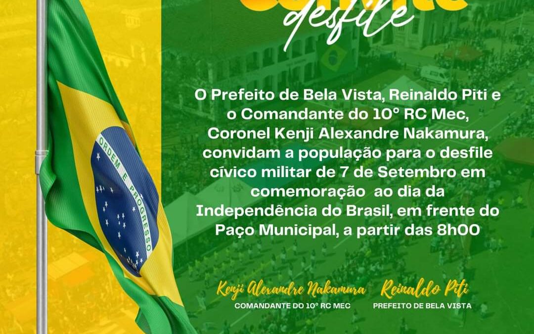 7 de setembro: Bela Vista terá Desfile em frente à prefeitura, às 8 da manhã