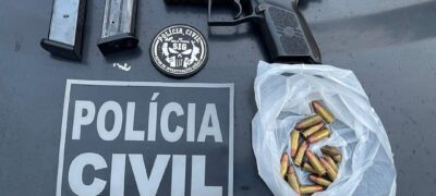 Polícia Civil cumpre mandado de busca e apreensão e prende em flagrante homem com pistola 9MM em Bela Vista