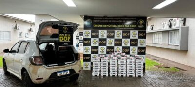 Veículo carregado com cigarros ilegais é apreendido pelo DOF em Laguna Carapã