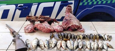 PMA de Águas do Miranda prende dois homens por porte ilegal de arma de fogo, caça ilegal e pesca predatória