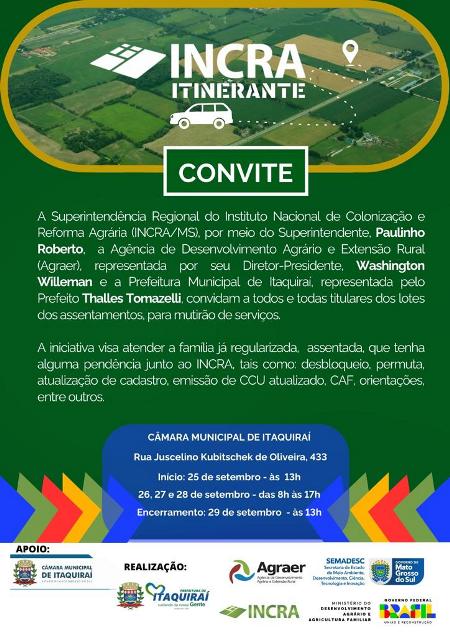 Itaquiraí recebe mutirão de atendimentos para assentados da região