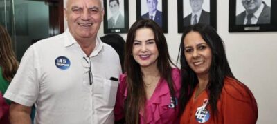 Prefeito Neco, Deputada Mara Caseiro e presidente do PSDB municipal Meire Leite participam da convenção estadual no “Ninho Tucano”