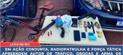 Policia Militar em Jardim apreende autor de tráfico e arma