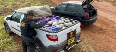 Veículo roubado é apreendido com mais de 800 kg de droga e “batedor” acaba preso