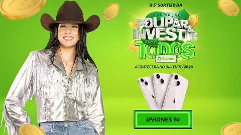 Penúltimo sorteio da promoção Poupar e Investir é para Todos da Sicredi Centro-Sul MS acontece neste sábado