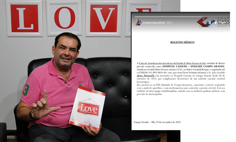 Apresentador de TV está internado há quase três meses em Campo Grande, após AVC