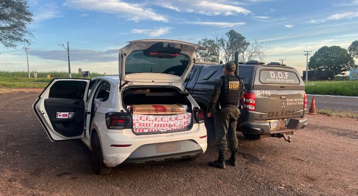 Veículo que seguia para Campo Grande com mais 700 pacotes de cigarros contrabandeados é apreendido pelo DOF em Ponta Porã