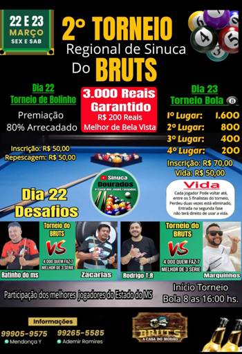 Bela Vista: 2º Torneio Regional de Sinuca do Brutus