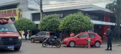 Bela Vista – Acidente com moto e carro na manhã desta segunda-feira na Barão do Ladário