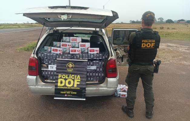 DOF apreende carro com quase mil pacotes de cigarros contrabandeados em Ponta Porã