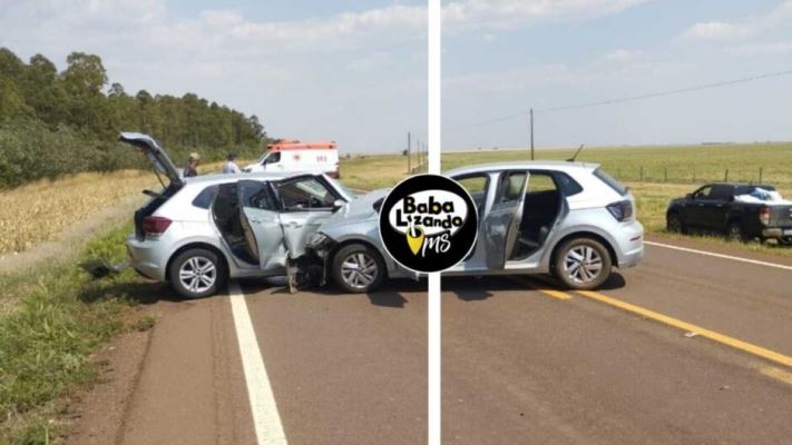 Carros batem de frente e mulher é socorrida na BR-060, entre Sidrolândia e Nioaque