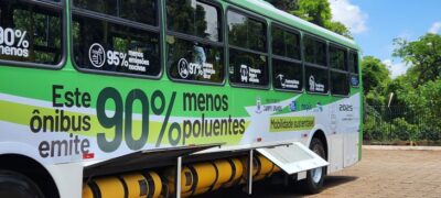 Governo do Estado firma parcerias e ônibus movido 100% a GNV começa a ser testado em MS