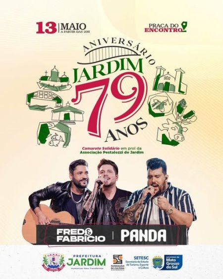 Jardim celebra 79 anos com grande show na véspera do aniversário e programação especial para toda a população