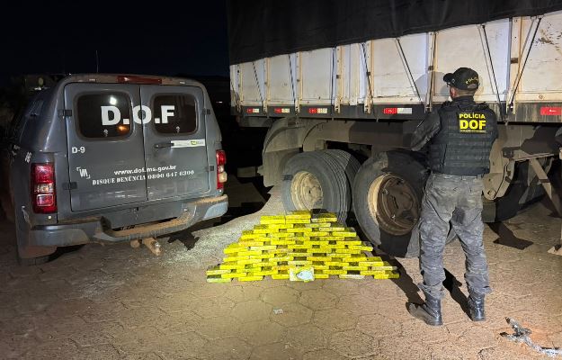 DOF prende homem com mais de 60 quilos de cocaína em pneu de carreta