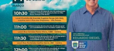 Governador Eduardo Riedel participa de agenda de entrega de obras em Antônio João neste sábado