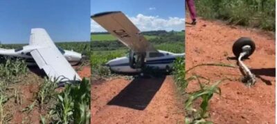 Avião faz pouso de emergência em plantação de milho em Antônio João