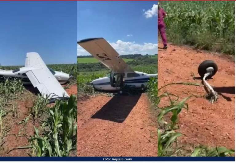 Avião faz pouso de emergência em plantação de milho em Antônio João