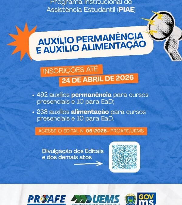 UEMS abre inscrições para auxílios permanência e alimentação destinados a estudantes em situação de vulnerabilidade