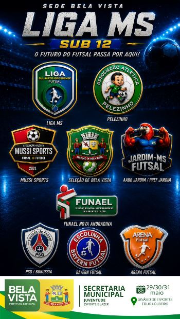 Bela Vista recebe Liga MS Sub-12 de Futsal com equipes de alto nível no Ginásio Túlio Loureiro