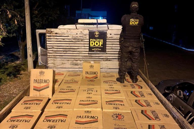 DOF intercepta caminhão carregado com cigarros contrabandeados em Anaurilândia
