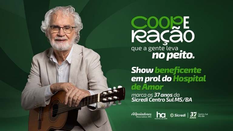 Show de Renato Teixeira marca jantar solidário em apoio ao Hospital de Amor de Dourados