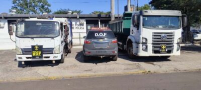 DOF recupera dois caminhões roubados na prefeitura de Anastácio e prende três homens em Corumbá