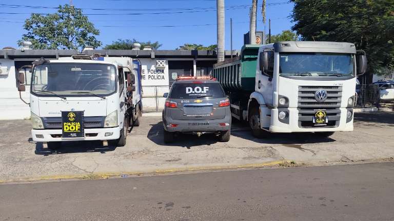 DOF recupera dois caminhões roubados na prefeitura de Anastácio e prende três homens em Corumbá
