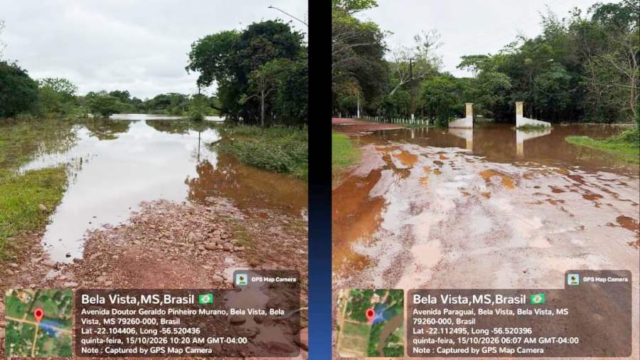 Rio Apa transborda em Bela Vista, e nove famílias deixam áreas de risco
